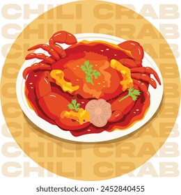 Singapore Chilli Crab in vector illustration