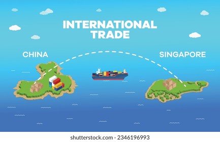 Singapore and China international trade relation. Vector illustration design