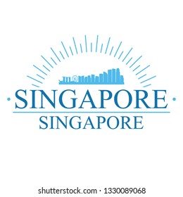 Singapore City. Banner Design. City Skyline. Silhouette Vector. Famous Monuments.