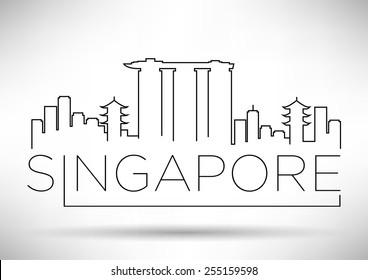 Singapore City Line Silhouette Typographic Design