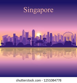 Singapore city skyline silhouette background, vector illustration
