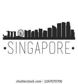 Singapore. City Skyline. Silhouette City. Design Vector. Famous Monuments.