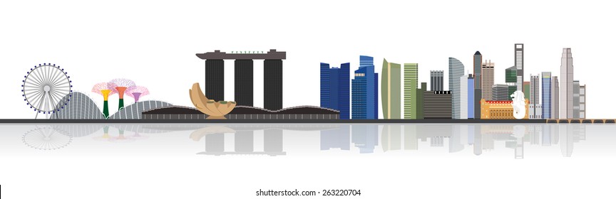 Singapore city skyline vector illustration