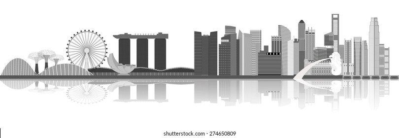 Singapore City Skyline Vector Illustration