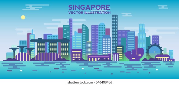 Singapore city skyline. vector illustration