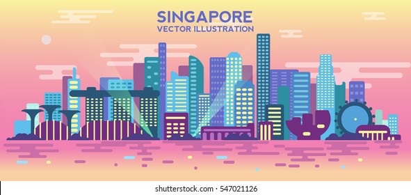 Singapore city skyline. vector illustration