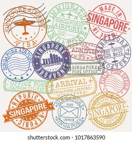 Singapore City Stamp Vector Art Postal Passport Design Badge Seal Rubber.