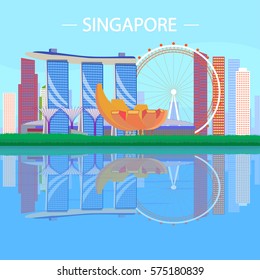 Singapore, a city state in Southeast Asia. Vector illustration.