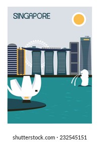 Singapore city. Vector