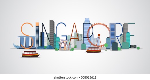 Singapore city. Vector illustration