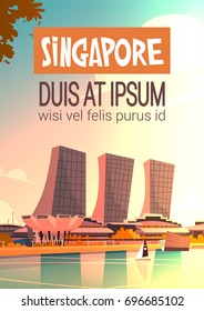 Singapore City View Skyscraper Background Skyline Cityscape with Copy Space Vector Illustration
