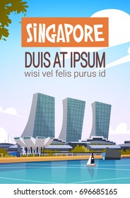 Singapore City View Skyscraper Background Skyline Cityscape with Copy Space Vector Illustration