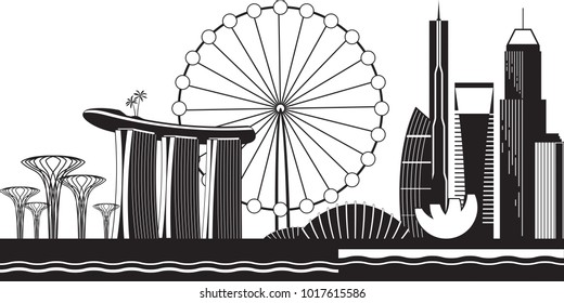 Singapore cityscape by day - vector illustration