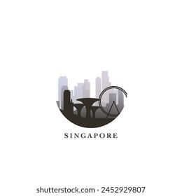 Singapore cityscape, gradient vector badge, flat skyline logo, icon. Country city round emblem idea with landmarks and building silhouettes. Isolated graphic