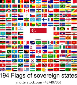 Singapore, collection of vector images of flags of the world