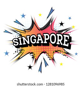 Singapore Comic Text in Pop Art Style. Vektorgrafik.