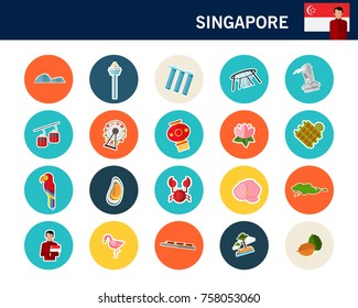 Singapore concept flat icons