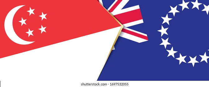 Singapore and Cook Islands flags, two vector flags symbol of relationship or confrontation.