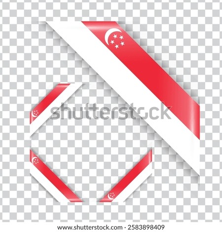 Singapore corner national flag with shadow