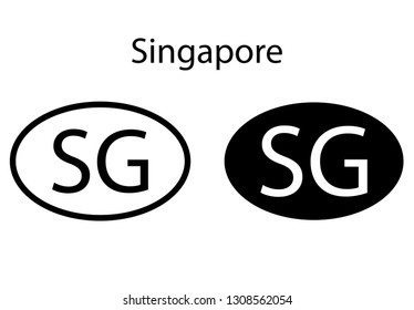 Singapore country code icon.  Iso code country domain name.  SG - Singapore abbreviated. vector