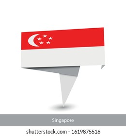 Singapore Country flag. Paper origami banner. Flat flag vector illustration.