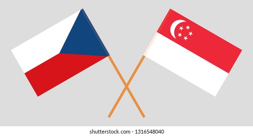 Singapore and Czech Republic. The Singaporean and Czech flags. Official colors. Correct proportion. Vector illustration