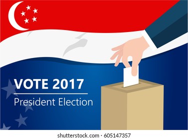 Singapore democracy political process selecting president or parliament member with election and referendum freedom to vote vector illustration