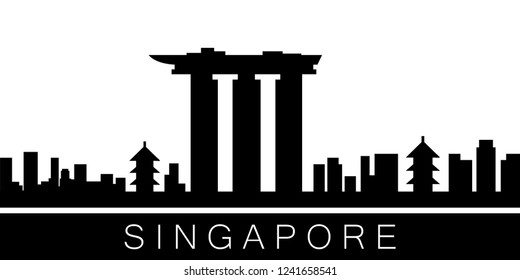 Singapore detailed skyline. Vector postcard illustration