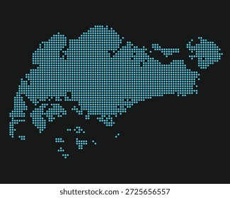 Mapa de conectividad digital de Singapur con red punteada para Fintech y Smart City. Mapa punteado de Singapur.