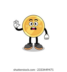 singapore dollar cartoon illustration doing stop hand , character design