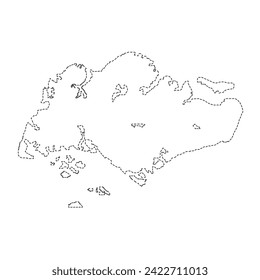 Singapore dotted line map vector, icon, symbol. Singapore Island silhouette icon. Map use for symbol, logo, web icon, sign, sticker, or any design. vector design.