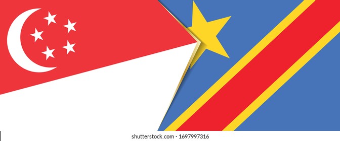 Banderas de Singapur y la República Democrática del Congo, dos banderas vectoriales símbolo de relación o enfrentamiento.