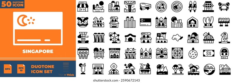 Singapore Duotone Editable Icons set. Vector illustration in modern thin duotone style of singapore icons: park, changi, country, etc