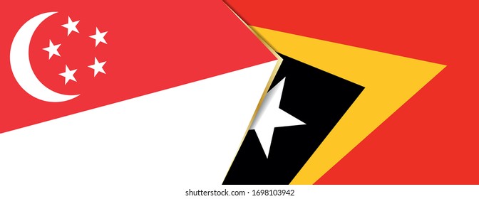 Singapore and East Timor flags, two vector flags symbol of relationship or confrontation.