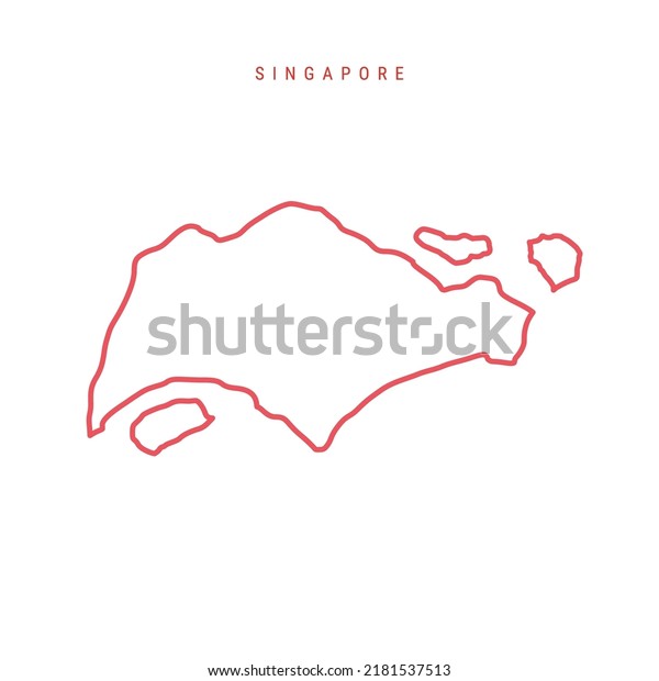 Vektor Stok Singapore Editable Outline Map Singaporean Red (Tanpa ...