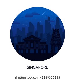 Singapore famous city night view badge.