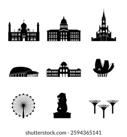 singapore famous travel landmarks silhouette