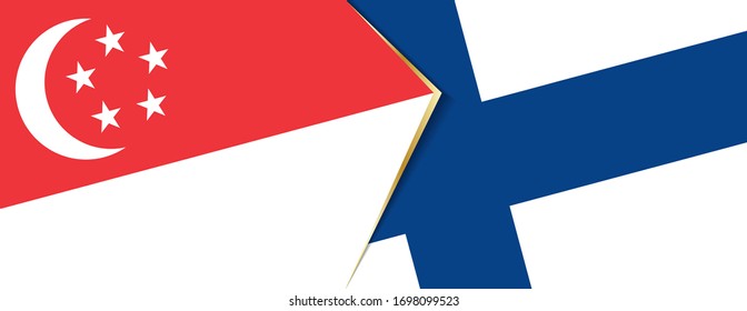 Singapore and Finland flags, two vector flags symbol of relationship or confrontation.