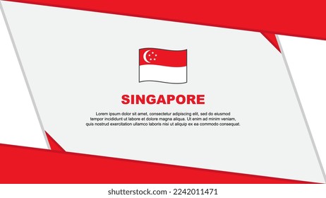 Plantilla de diseño de fondo de resumen de bandera de Singapur. Ilustración del vector de caricaturas del Día de la Independencia de Singapur. Día de la Independencia de Singapur