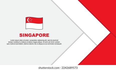 Plantilla de diseño de fondo de resumen de bandera de Singapur. Ilustración del vector de caricaturas del Día de la Independencia de Singapur. Caricatura de Singapur