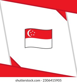 Plantilla de diseño de fondo de resumen de bandera de Singapur. Cartel del Día de la Independencia de Singapur en medios sociales. Día de la Independencia de Singapur