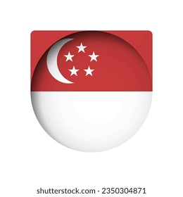 Singapore flag - behind the cut circle paper hole with inner shadow.