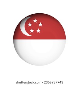 Singapore flag - behind the cut circle paper hole with inner shadow.