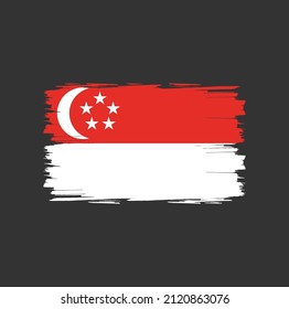 Singapore flag with brush stroke background