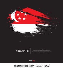 Singapore flag with  brush stroke background