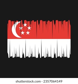 Singapore flag with brush stroke vector Illustration