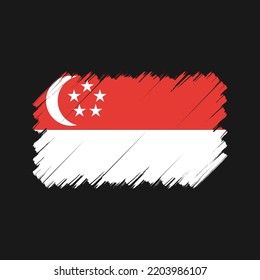 Singapore flag brush strokes painted