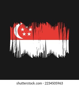 Ilustración del vector del pincel de bandera de Singapur