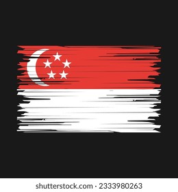 Ilustración del vector del pincel de bandera de Singapur