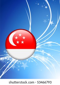 Singapore Flag Button on Abstract Light Background Original Illustration